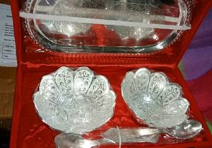 "✨ Elite Home Decor Festive Brass Bowl &amp; Spoons Set - Add Elegance to Your Celebrations 🍽️🎉"