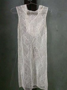 Sheer White Crochet Mini Dress