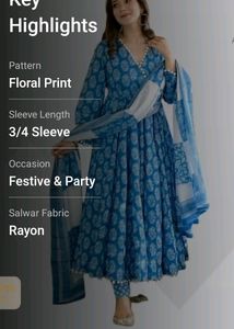 Blue Floral Print Dress