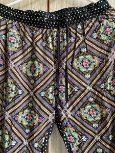 Boho Patterned Black Palazzo Pants