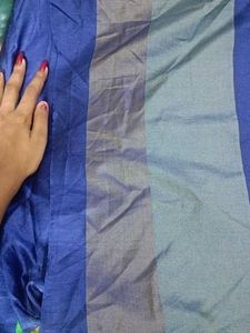 Vibrant Blue Saree with Golden Border