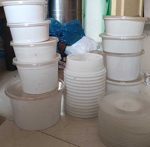 24 White Plastic Food Containers Set