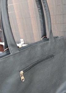Stylish Black Shoulder Bag with Scarf Accent