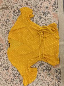 Yellow Polka Dot Wrap Top