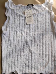 White Textured Sleeveless Top
