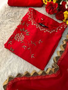 Elegant Red Embroidered Kurta Set