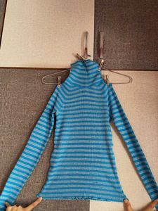 Blue Striped Long Sleeve Top