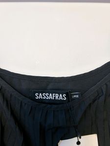 Sassafras Black Spaghetti Strap Pleated Dress