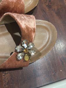 Elegant Embellished Velvet Slides