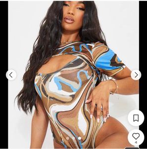 Abstract cutout body suit top