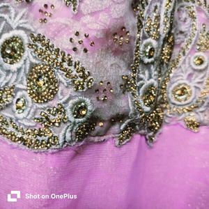 Pink Embellished heavy dress with sleeves for atta