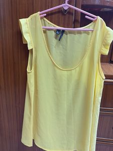 Light Yellow Sleeveless Sheer Top