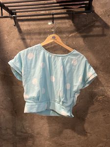 Light Blue Polka Dot Palazzo Pants