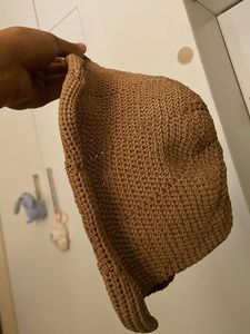 Crocheted Bucket Hat with Flower Accent