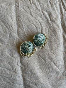 Teal & Silver Stud Earrings
