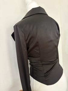 satin Chic Black Tie-Front Blouse✨