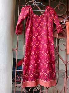 Beautiful Cotton Kurta With Churidar And Dupatta🤎