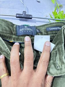 Olive Green coatrise Velvet Pants