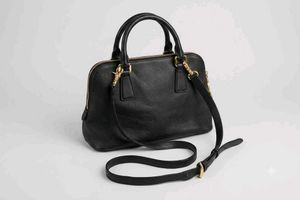 Black Structured Satchel Handbag with Gold-Tone Ha