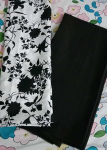 Black &amp; White Floral unstitched suit