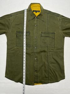 Olive Military Shirt | Gold Lion Print | Only 1
