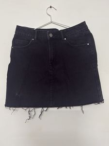 Black Denim Mini Skirt - Edgy Style