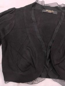 Chic Black Sheer Sleeve Bolero (crop shrug)