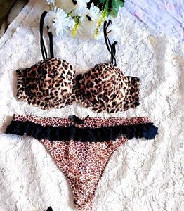 Leopard Print Bra and thong set