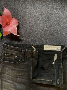 Washed Black Distressed Flare Jeans