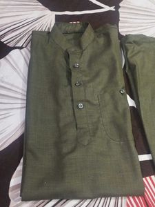 Men's Olive Green Kurta set