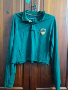 Green Cropped Polo Shirt