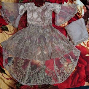 Elegant Heavy Embroidered Mauve Purple Sharara Set