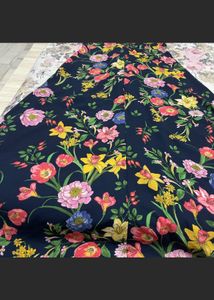 Code High Low Navy Blue Flower Print Dress