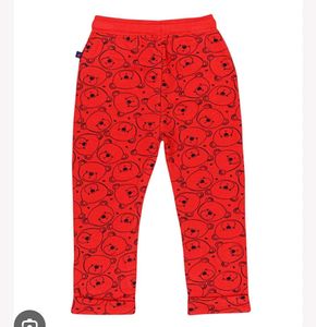 Red Pajama Pants with Bear Print