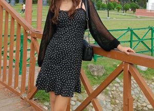 polka dot black dress for women