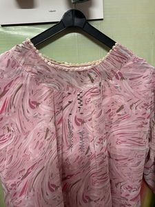 Sheer Pink Floral Print Blouse