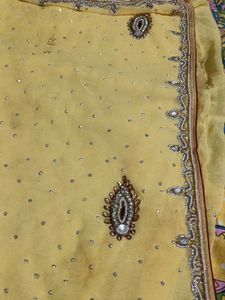 Beautiful Yellow Embellished Saree