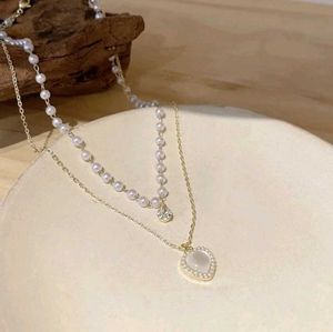 Elegant Layered Heart Pearl Necklace