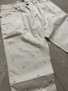American Swan Cream Pants with SwanPrint