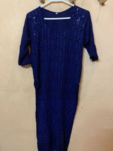 Chikankari Navy Blue Kurta