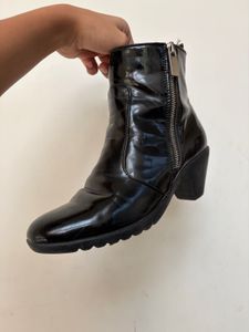 Black Patent Zip up Boots