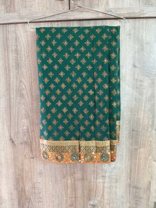 DARK GREEN EMBROIDERY SAREE