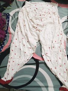White Ethnic Salwar only with Red Print