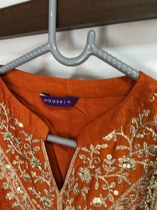 Elegant Orange Kurta Palazzo Set