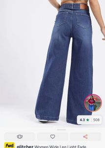 GLITCHEZ Wide Leg Blue Denim Jeans