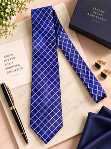 Stylish Blue Plaid Men's Tie
