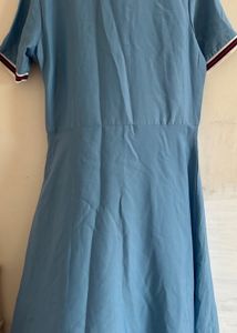 Chic Blue Polo Collar Knit Dress