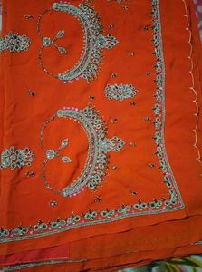 Vibrant Orange Embellished Saree