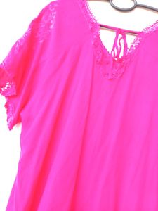 Vibrant Pink Lace Trim Top
