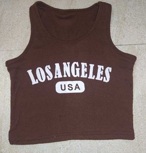 Brown LA Crop Tank